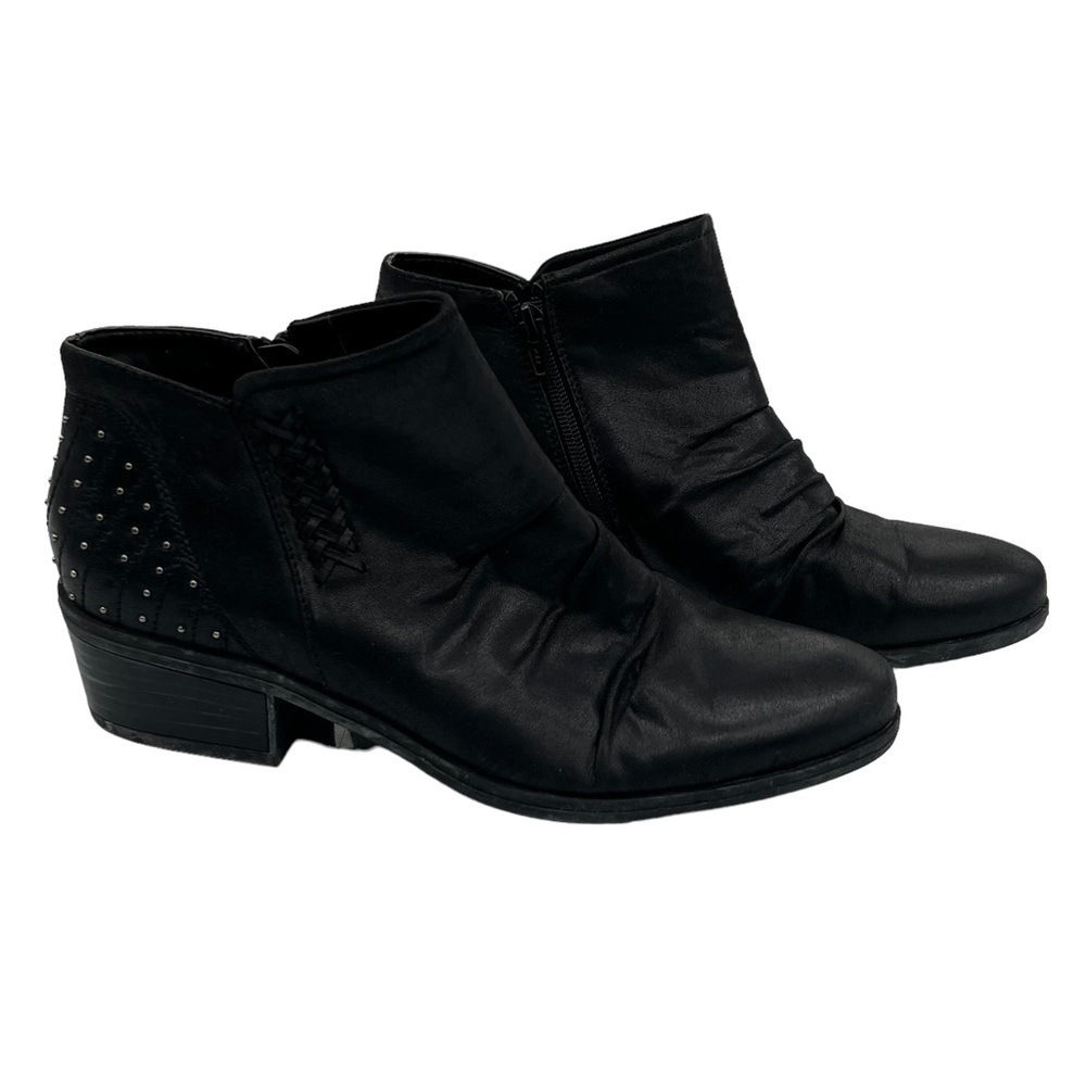Baretraps Black Gericka Block Heel Studded Moto Boots Size 10 Women's